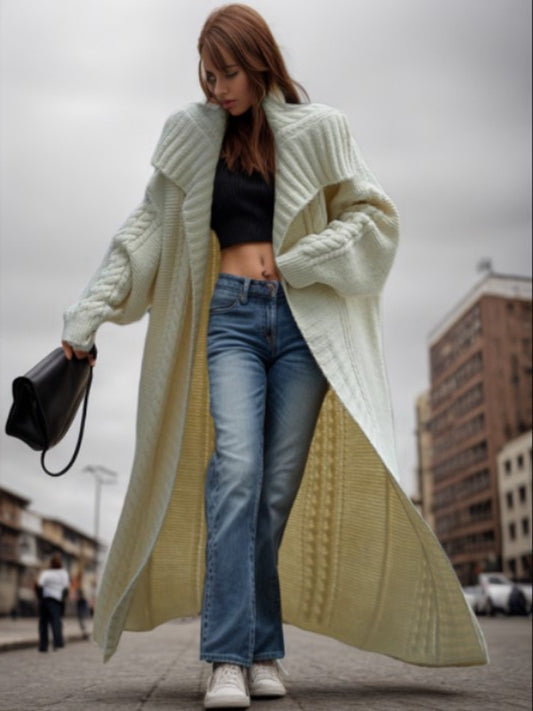 Autumn/Winter Women's Knitwear New Style Collar Solid Color Geometric Oversized Cardigan Sweater Coat