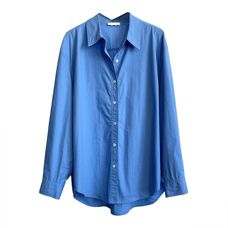 Lazy style collared loose casual Korean long sleeved shirt