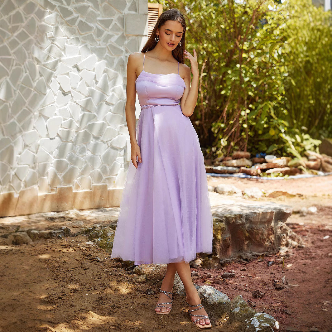 Evening Dress Purple Strapless Dress New Formal DressForeign Trade