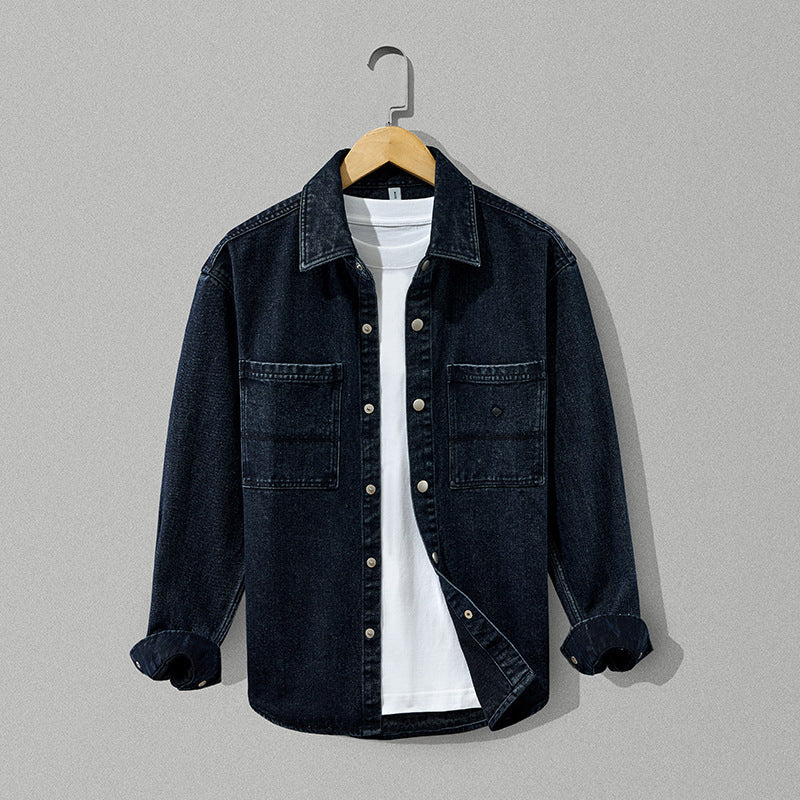 Men's pure cotton denim thick coat