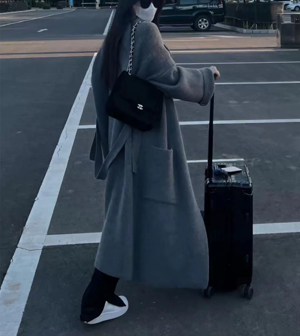 Big Lapel Loose Knitted Cardigan Sweaters For Women