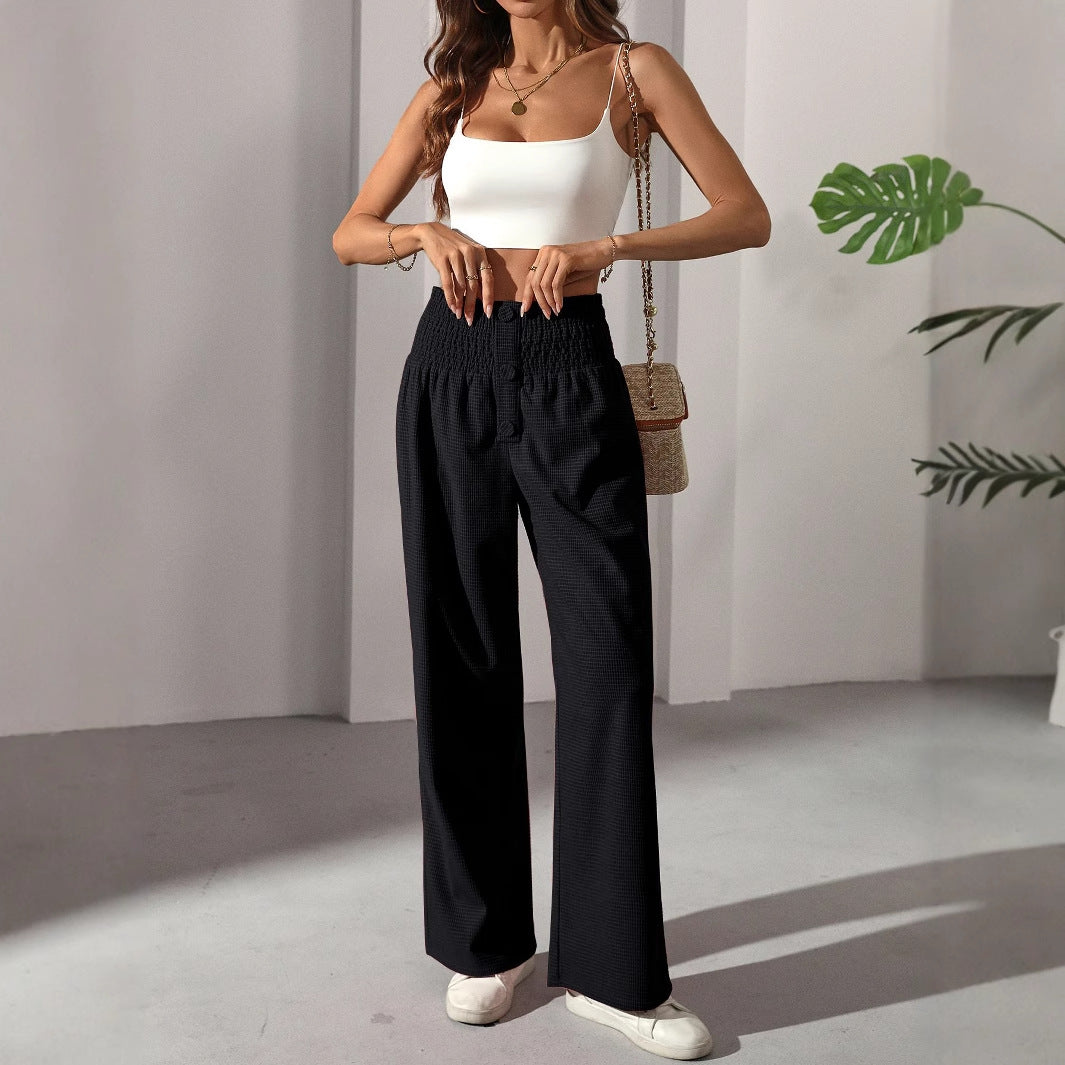 Wide solid color high waisted pants