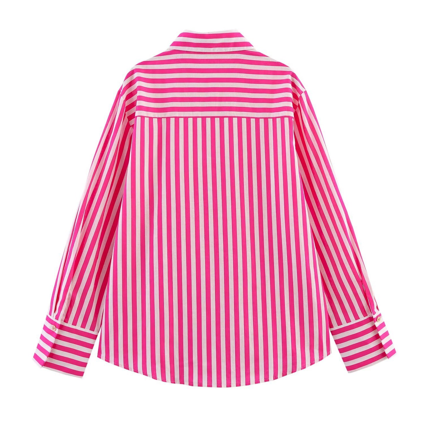 Collar long sleeved contrasting striped shirt top for women4