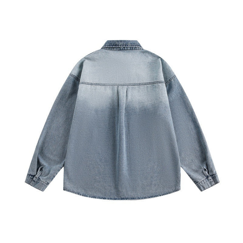 Washed gradient denim long sleeved shirt