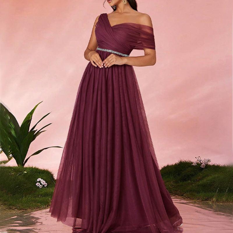 Elegant Evening Dress, Slim Fit Long Dress, Skinny Shoulder-Baring, Fashionable Host Gown for Party, Formal Wear