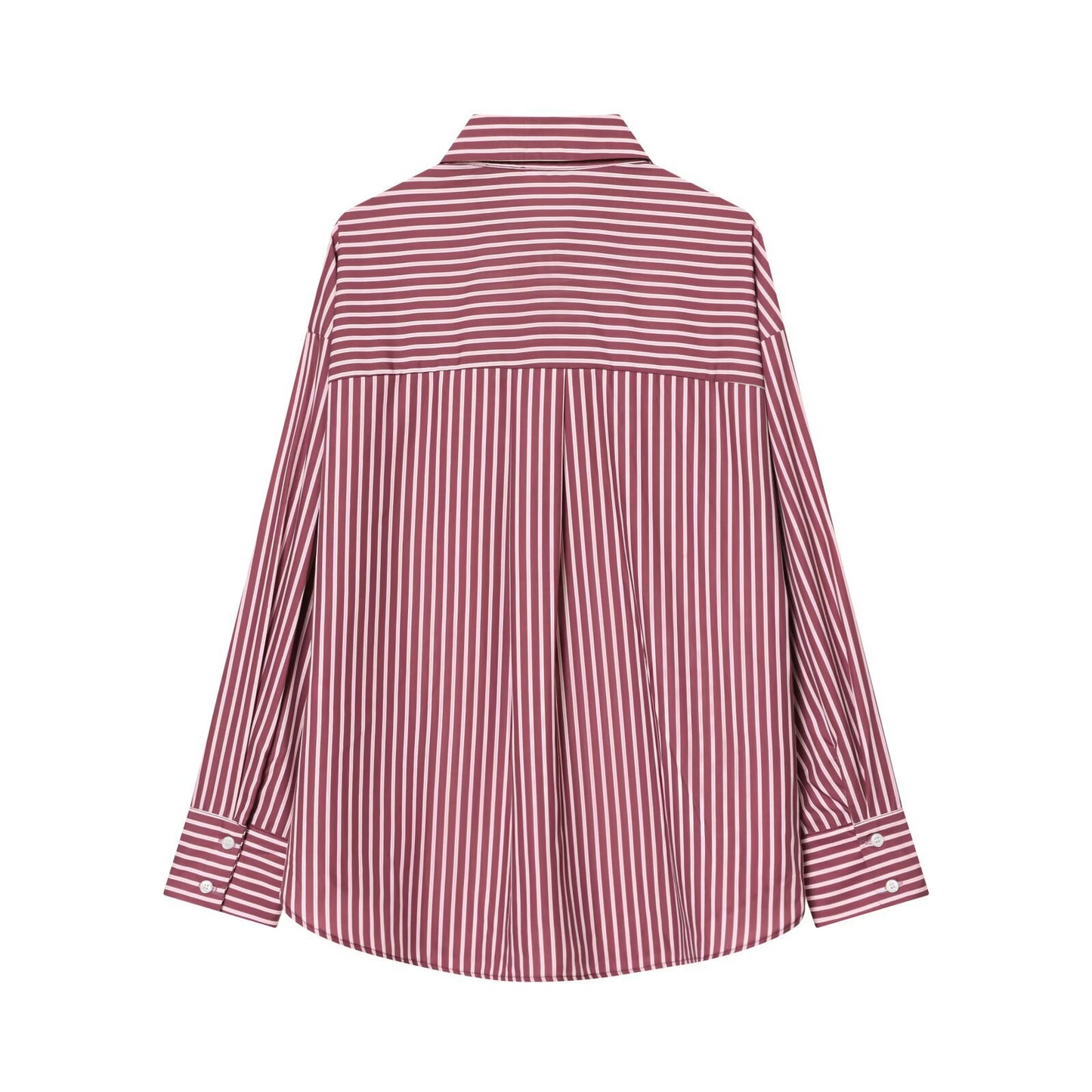 Casual striped poplin hanging long sleeved shirt