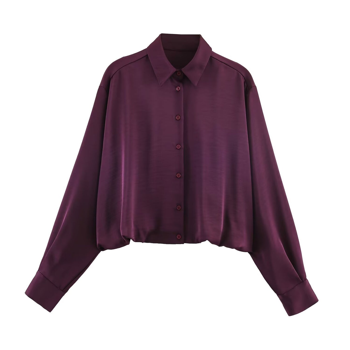 Balloon shaped silk textured shirt