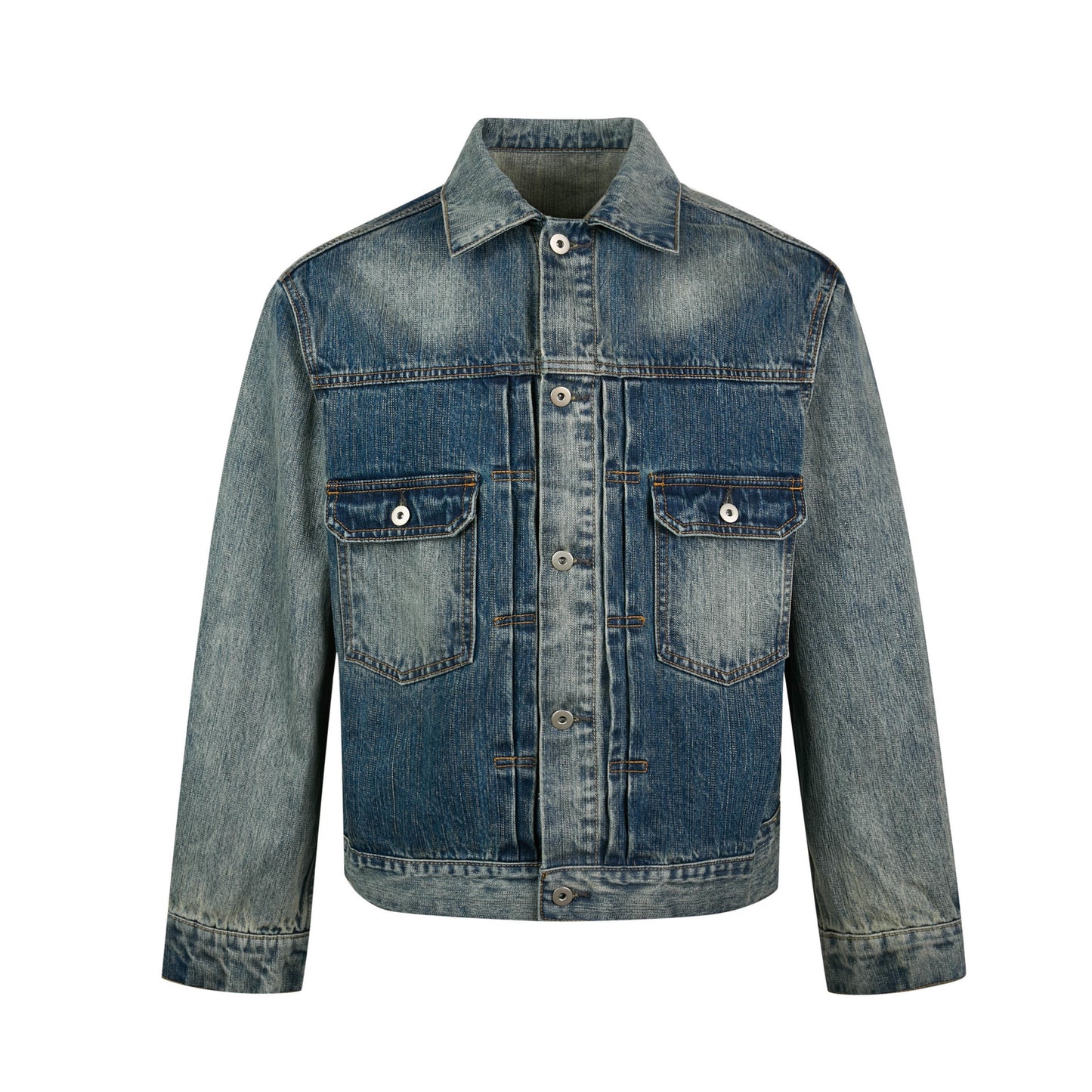 Retro vintage silhouette denim short versatile jacket