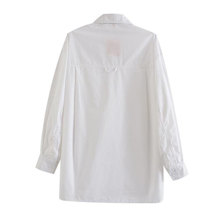 Collar long sleeved single breasted loose shirt