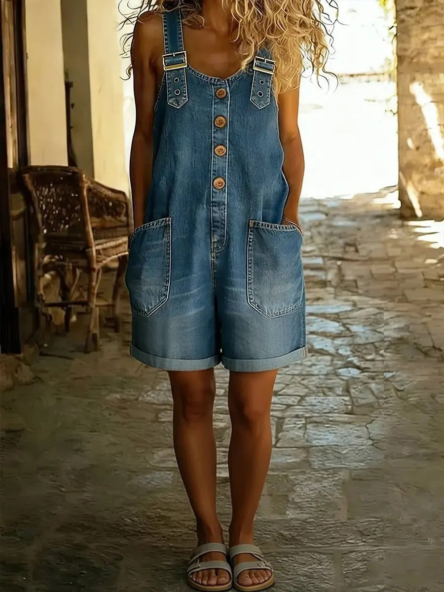 Loose high waisted women's denim shorts