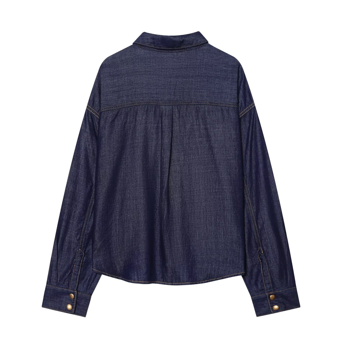 Loose denim shirt+wide leg pants