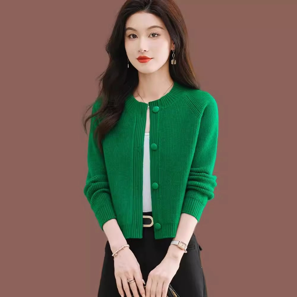 Short Knit Cardigan for Women, Spring and Autumn Fashion High-Waisted Top, Perfect for Pairing with Skirts, Ideal for Petite Figures