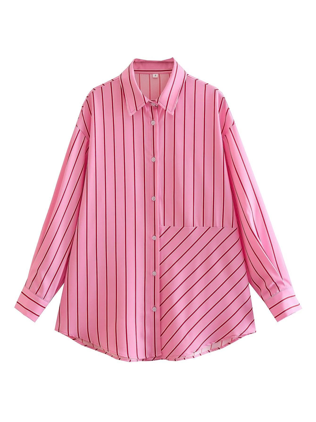 Autumn New Fashion Irregular Arrangement Stripe Shirt Top Women