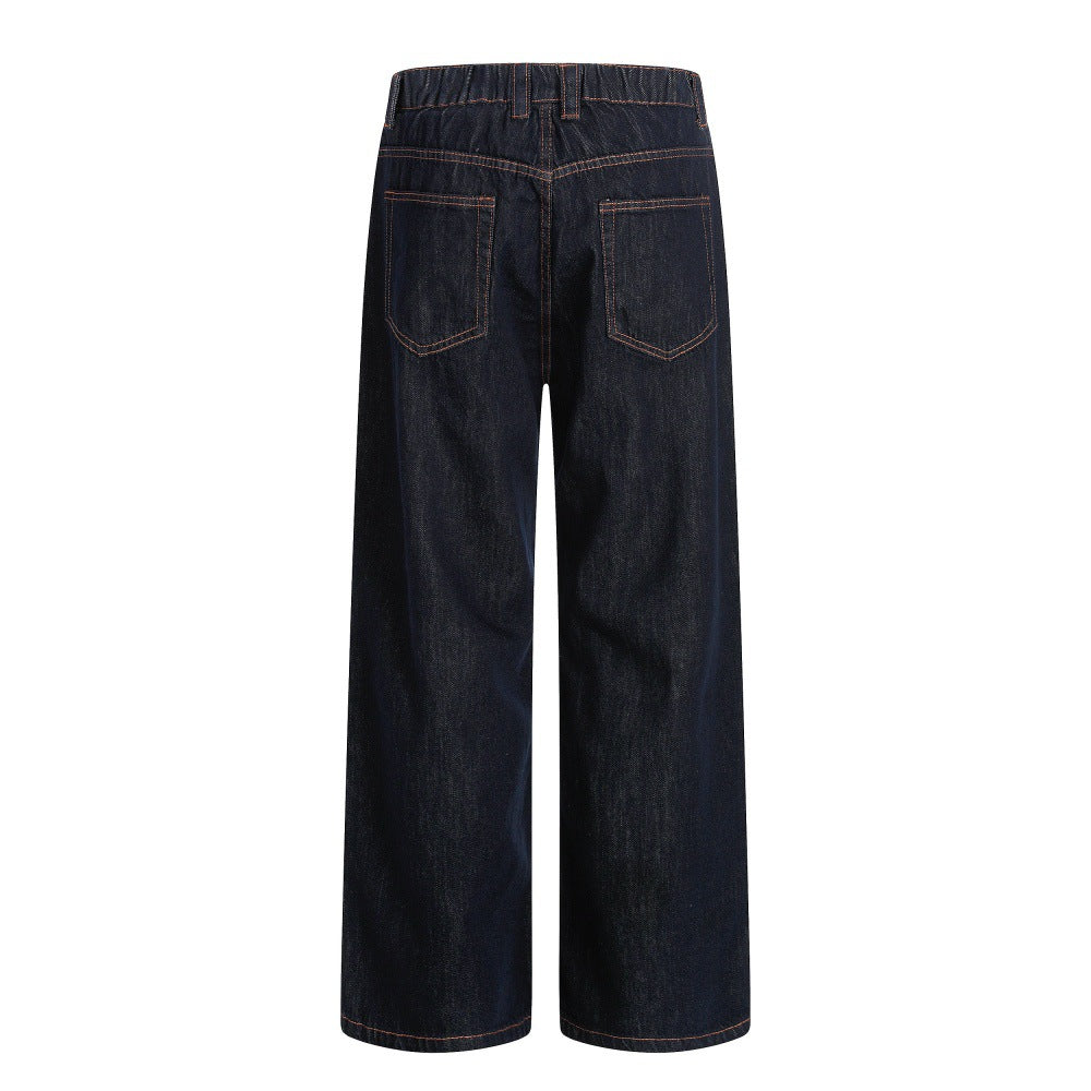 Loose straight leg denim pants