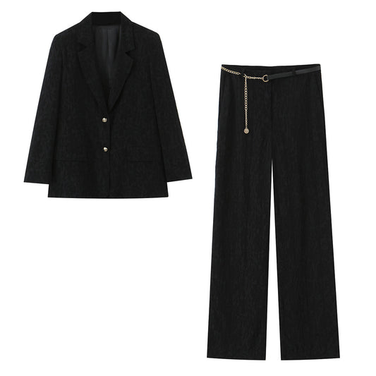 Autumn suit jacket+chain waistband pants