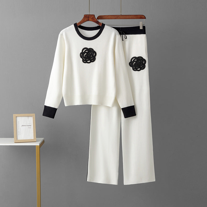 Loose top wide leg pants two-piece set