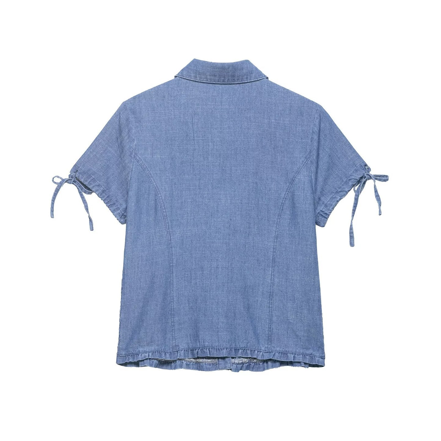 Versatile honeycomb texture denim shirt