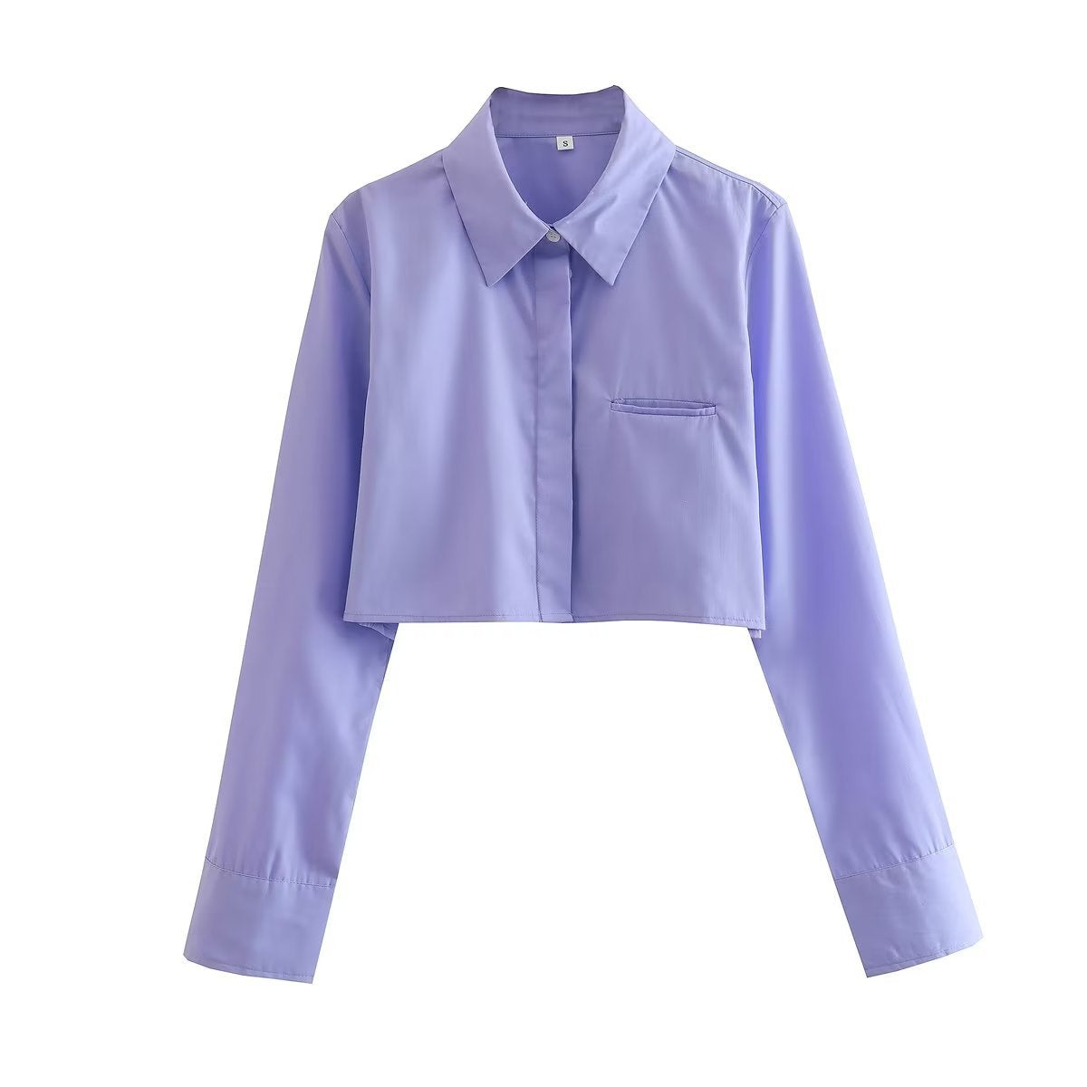 European and American style women's solid color long sleeved loose shirt for women