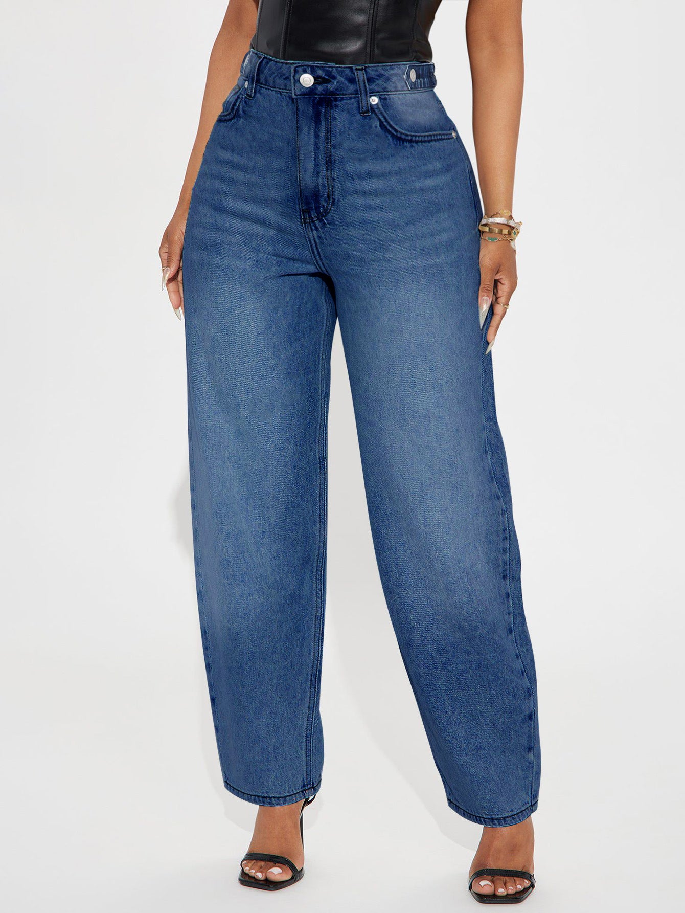 Vintage Lantern Denim Pants Women Washed Blue Loose Casual Harem Pants