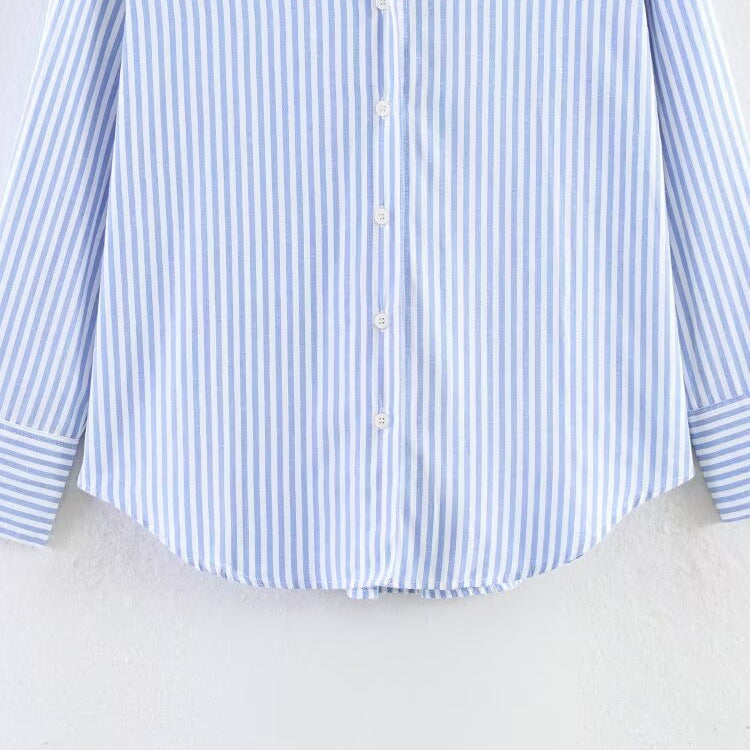 Minimalist style loose and versatile striped shirt