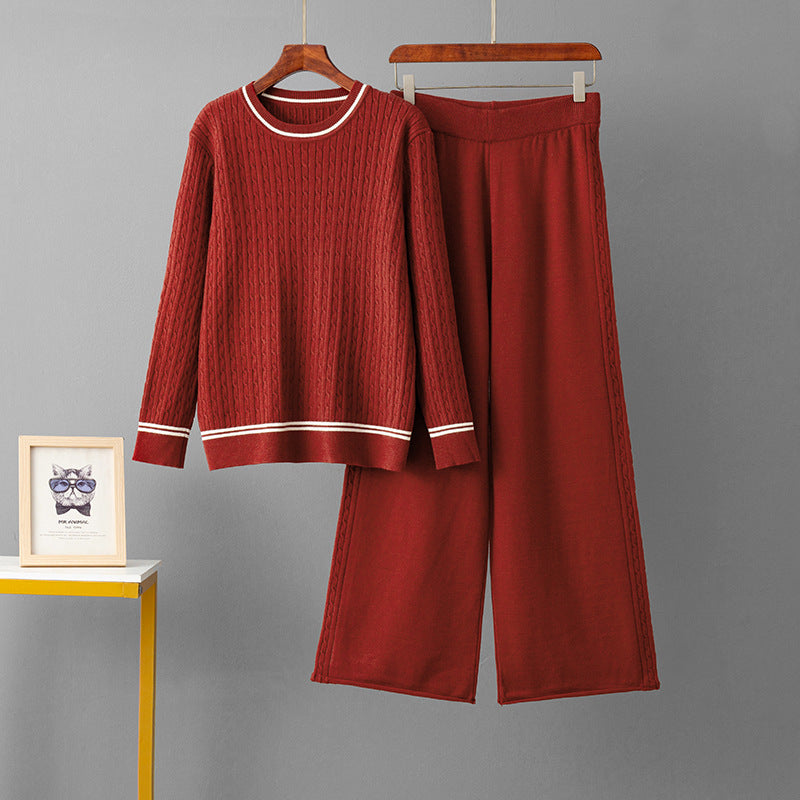 Round neck sweater loose suit
