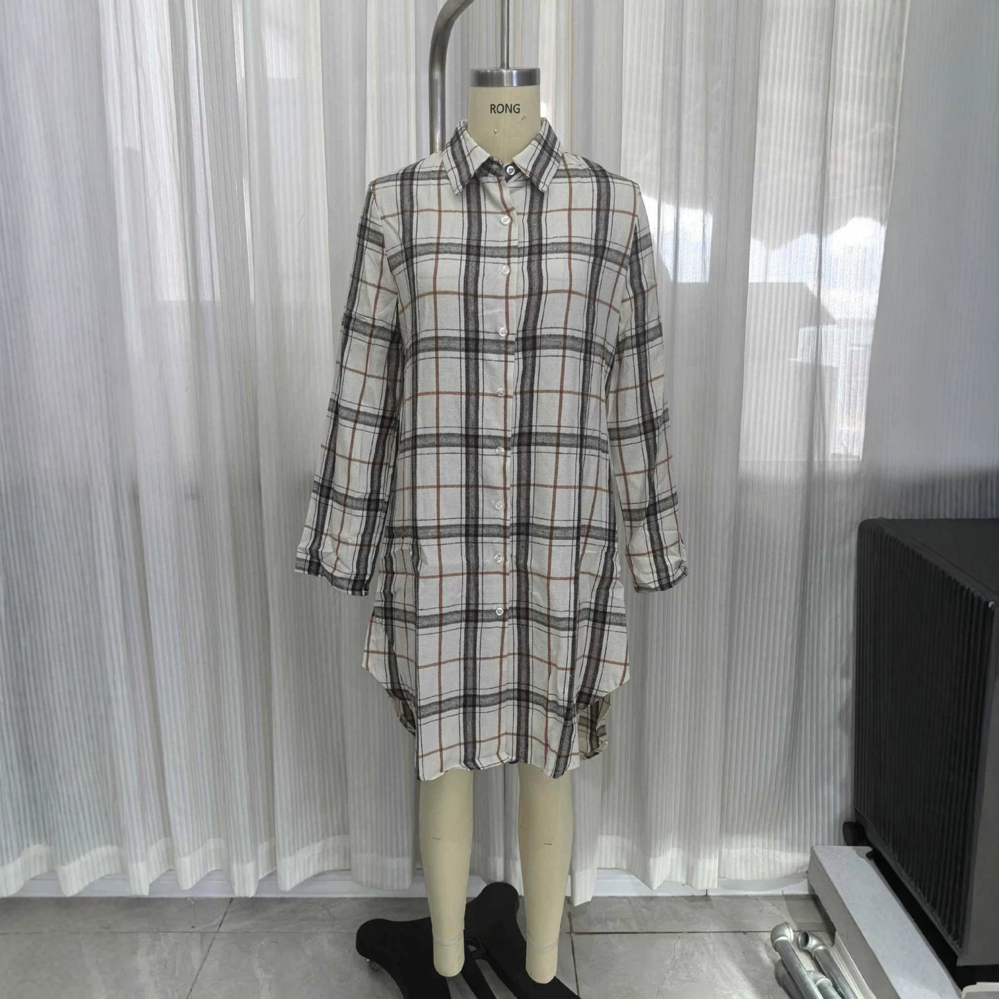 Long sleeved stand up collar dress