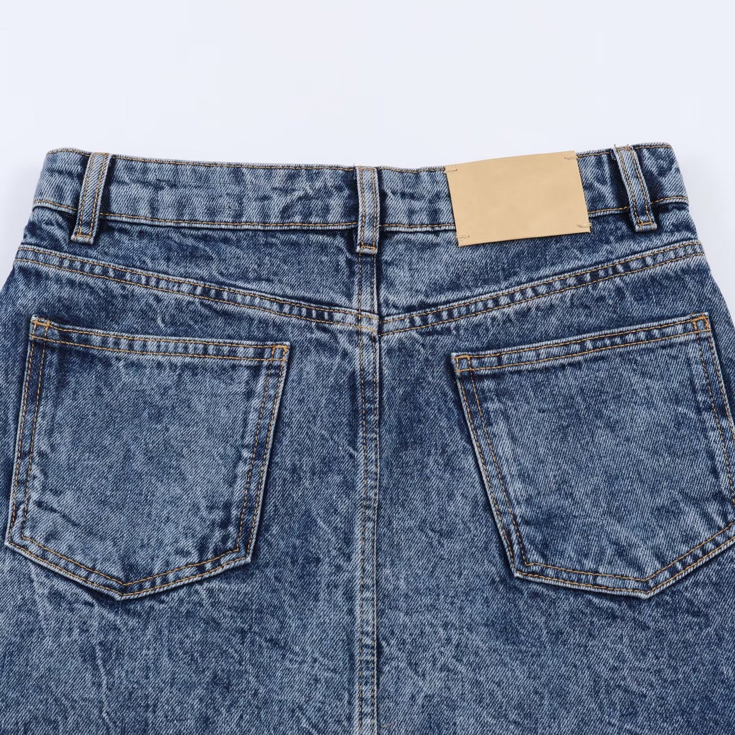 Retro minimalist denim midi skirt