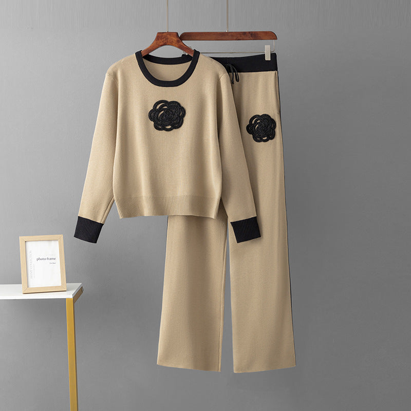 Loose top wide leg pants two-piece set