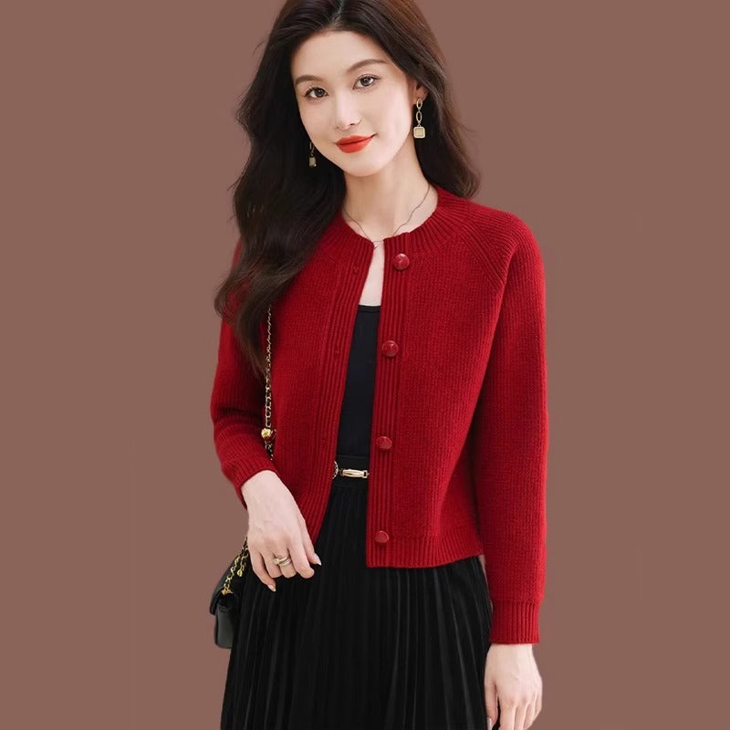 Short Knit Cardigan for Women, Spring and Autumn Fashion High-Waisted Top, Perfect for Pairing with Skirts, Ideal for Petite Figures