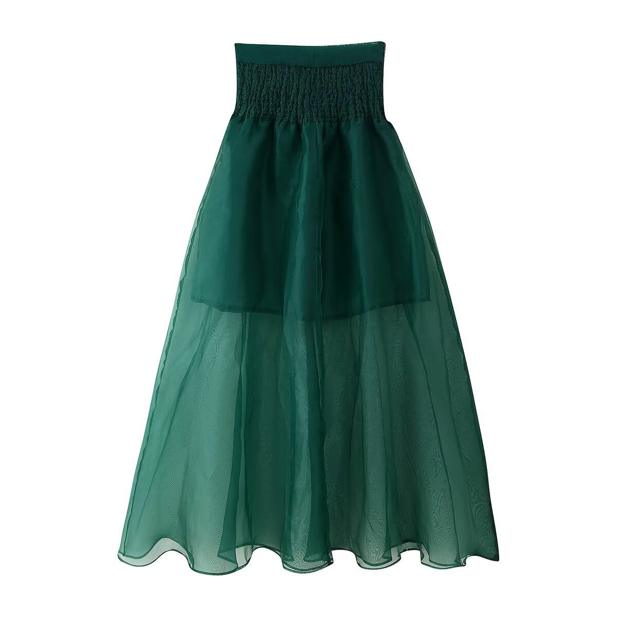 Women's Transparent Gauze Bow Blouse + Skirt