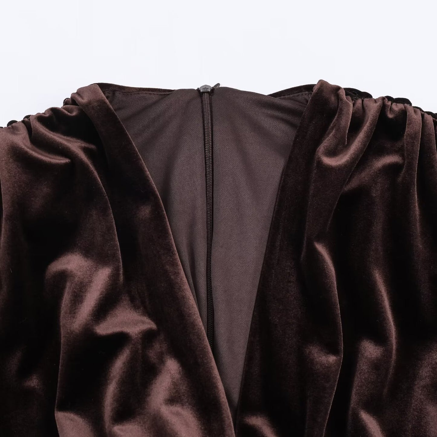 Wrinkled Velvet Midi Dress