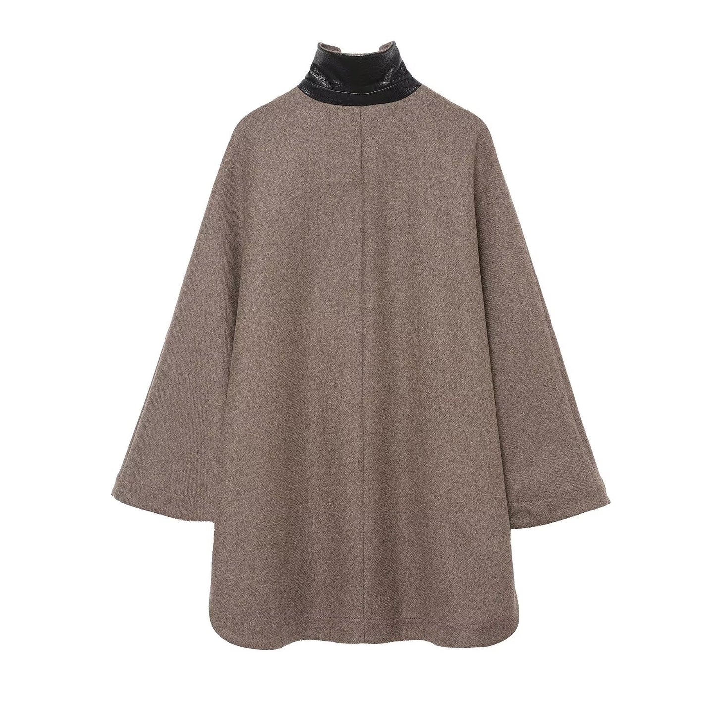 Blended layered decorative contrasting collar coat