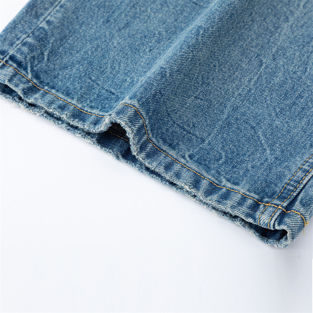 Gradient washed denim wide leg pants