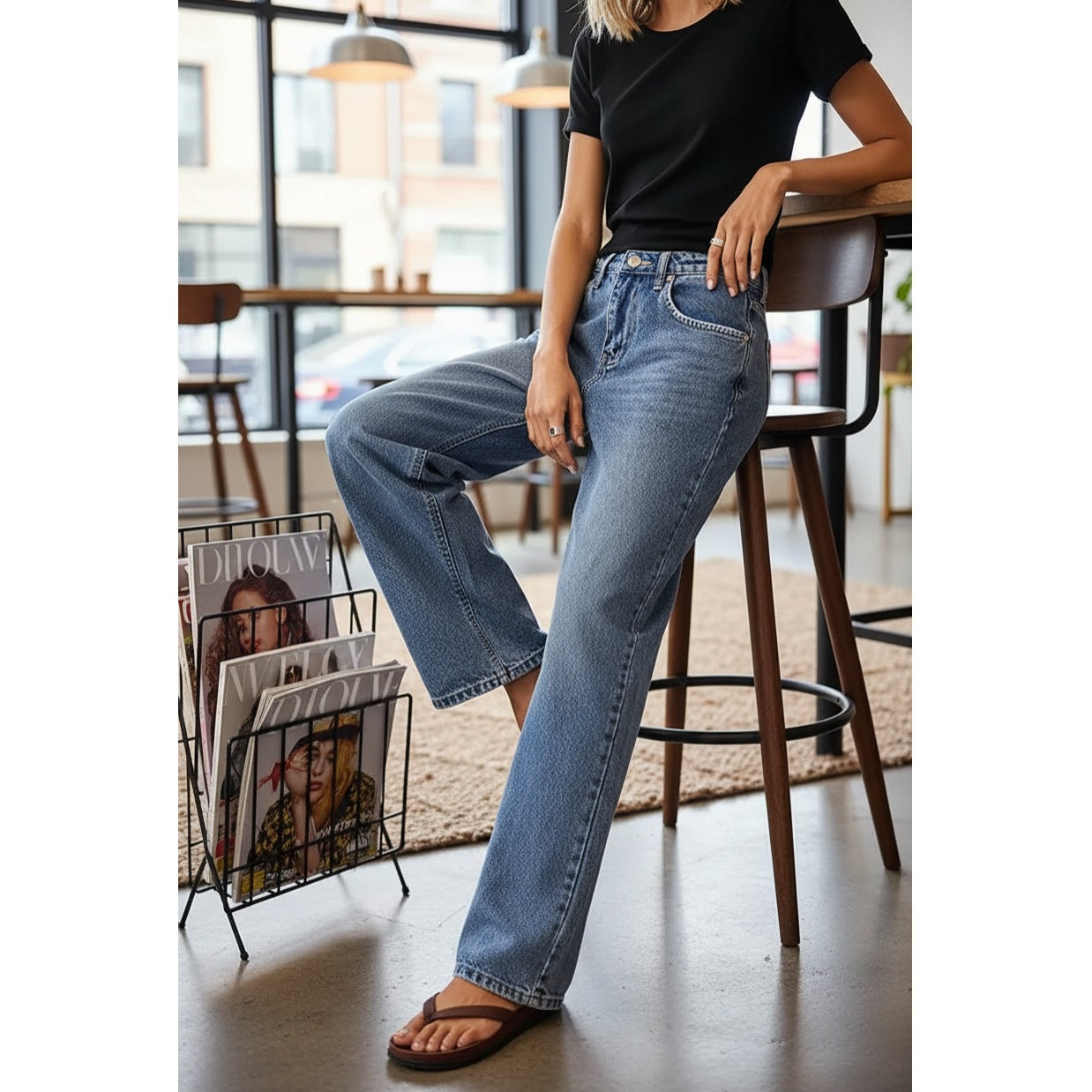 HME Women's Denim Pants Casual Loose Wide Leg Straight Leg Long Pants Fashion Women's Clothing for Trade