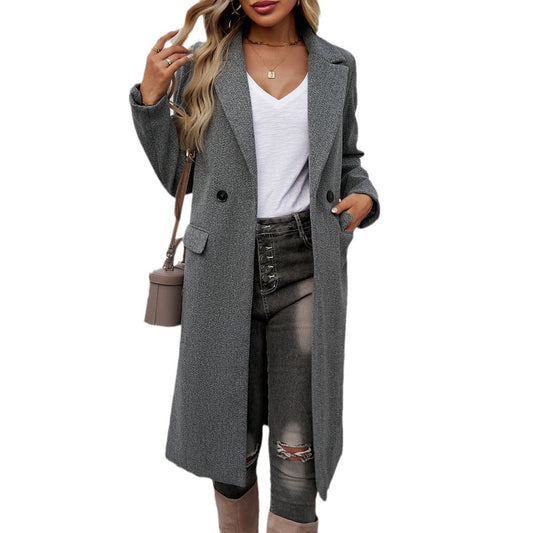 Autumn and winter new European and American style commuting collar cardigan jacket women's clothing