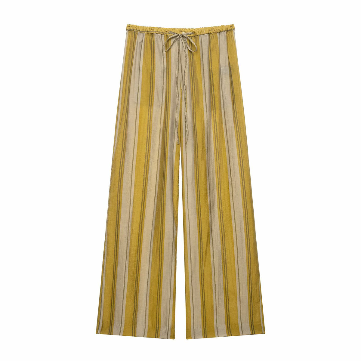 Pocket breasted striped shirt+pants set for women