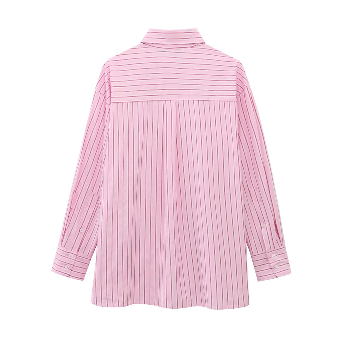 Loose and comfortable long sleeved lapel striped shirt for women