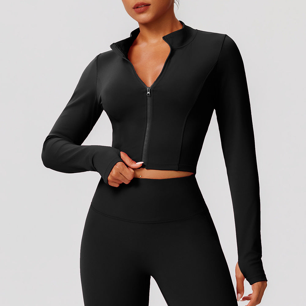 Zipper slimming long sleeved jacket for women