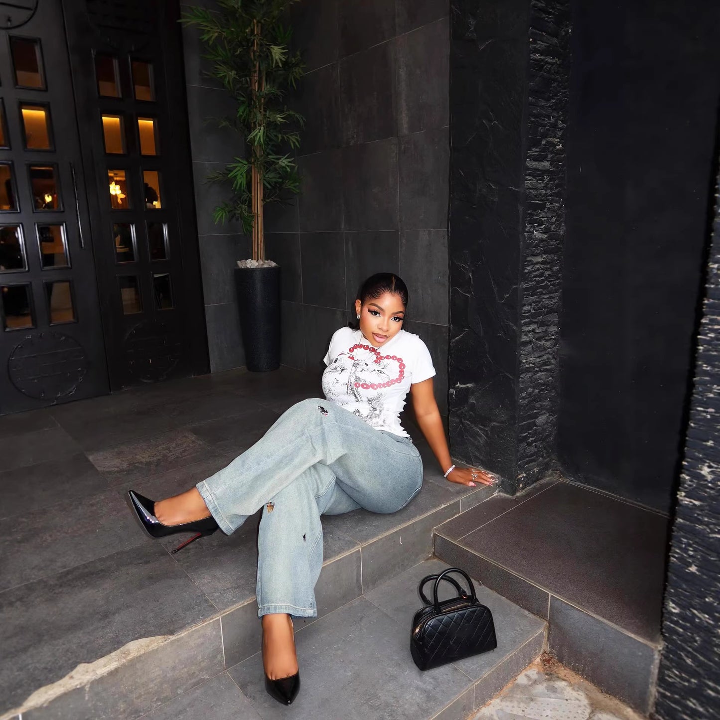 Worn-in Fun Sausage Dog Embroidered Denim Pants