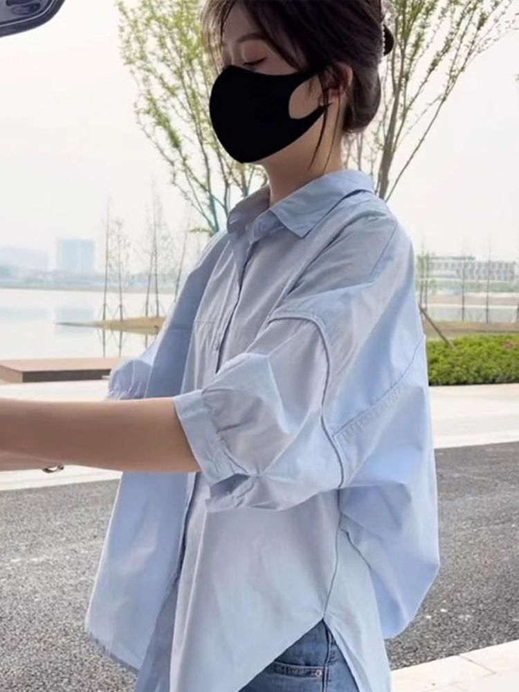 White Short Sleeve Shirt Women's Arrival Elegant Blouse Casual Loose Slimming Design Sense Unique Top Trendy