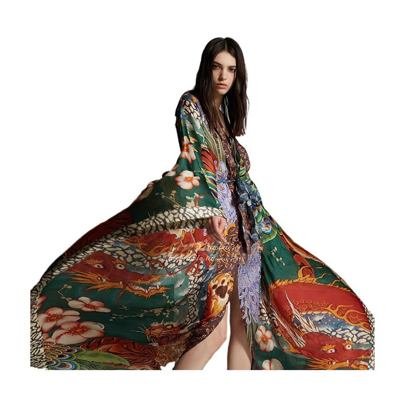 Beach Blouse Kimono Cardigan Vacation Robe Bikini Sunscreen
