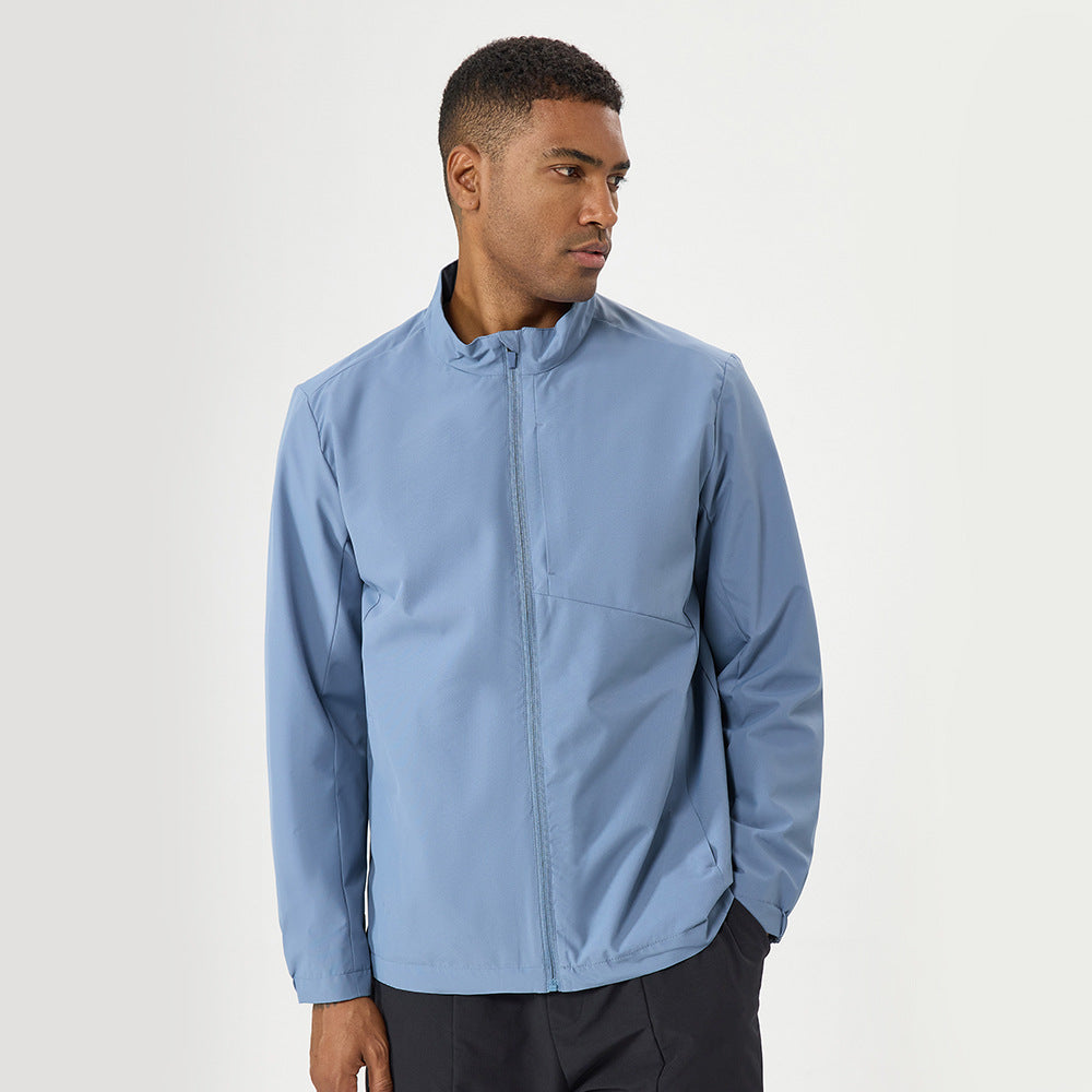 Stand up collar long sleeved zipper jacket