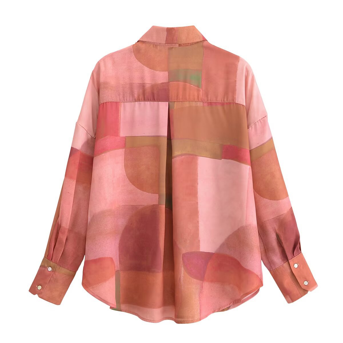 Collar long sleeved single breasted geometric pattern single breasted shirt for women