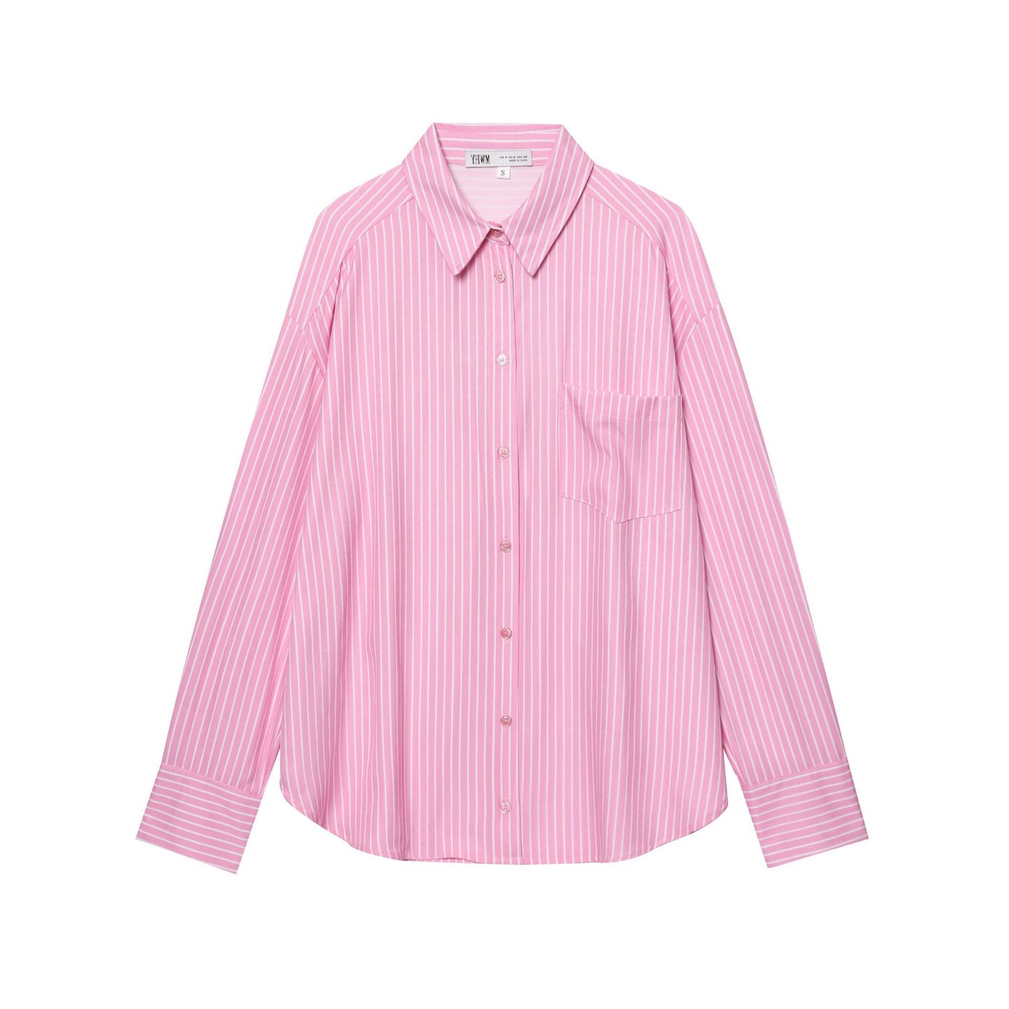 Women's collar long sleeved striped shirt top