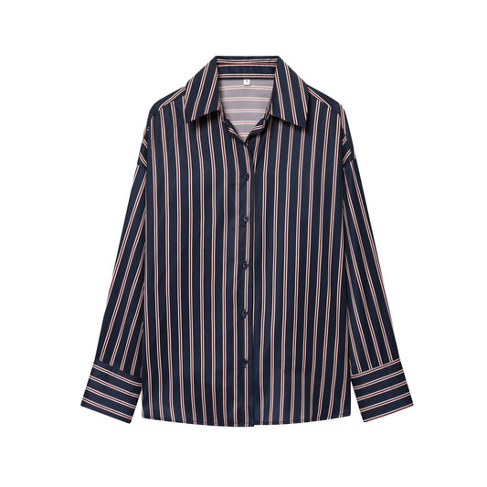 Autumn casual striped long sleeved shirt