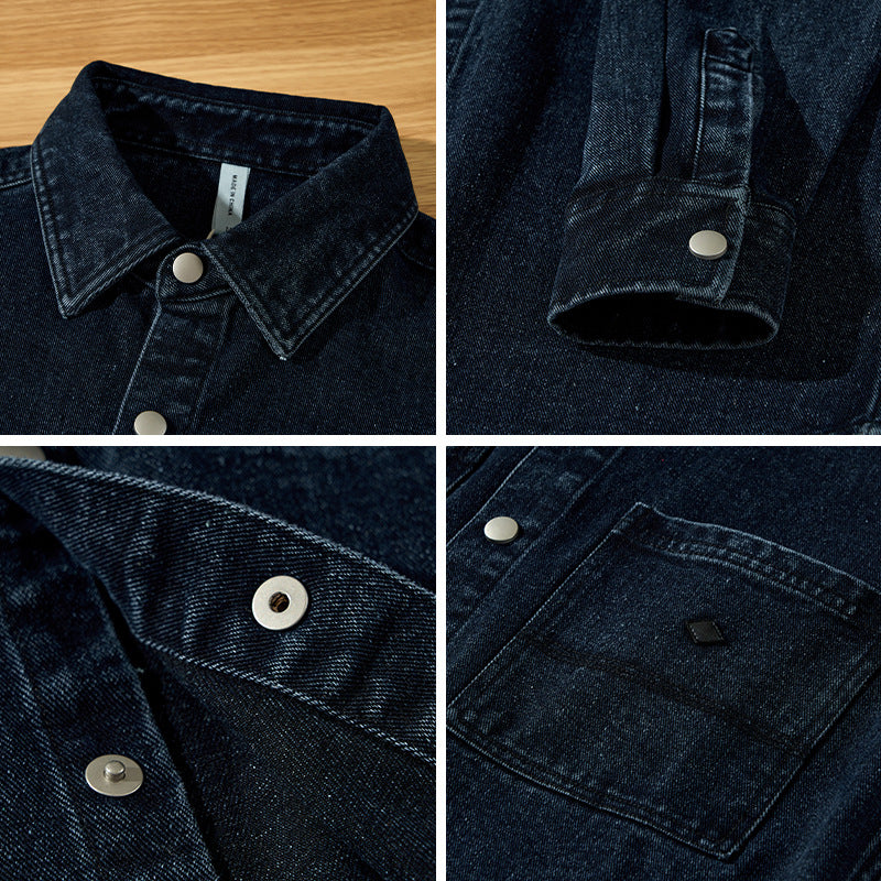 Men's pure cotton denim thick coat
