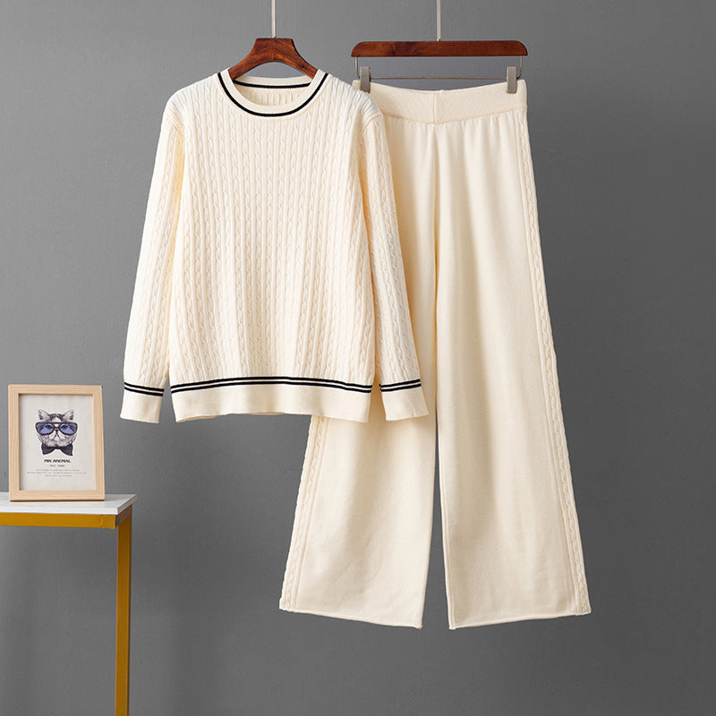 Round neck sweater loose suit
