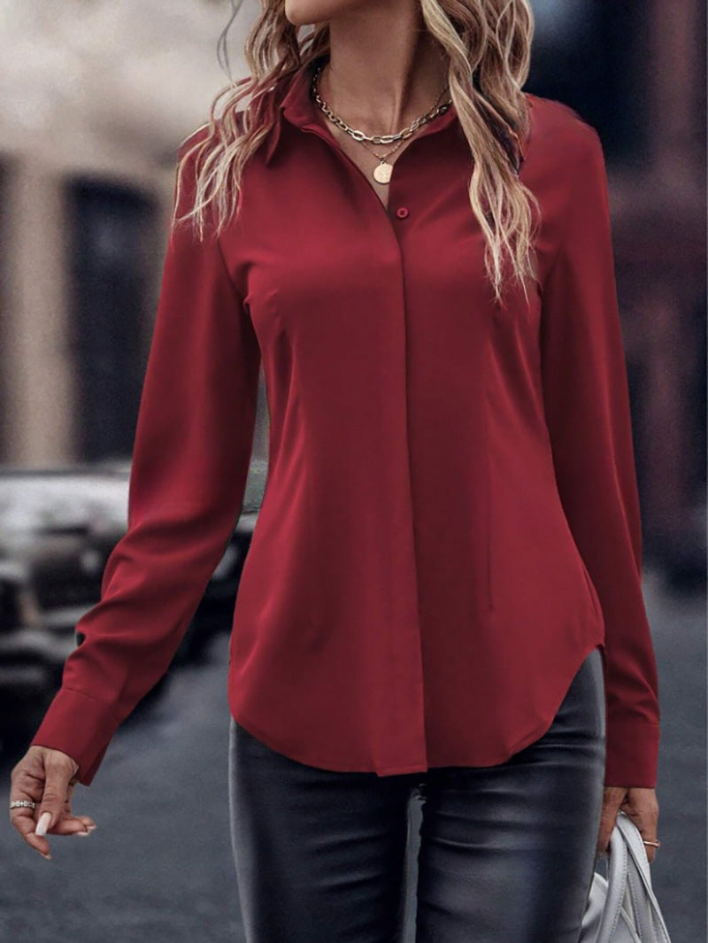 Collar long sleeved top
