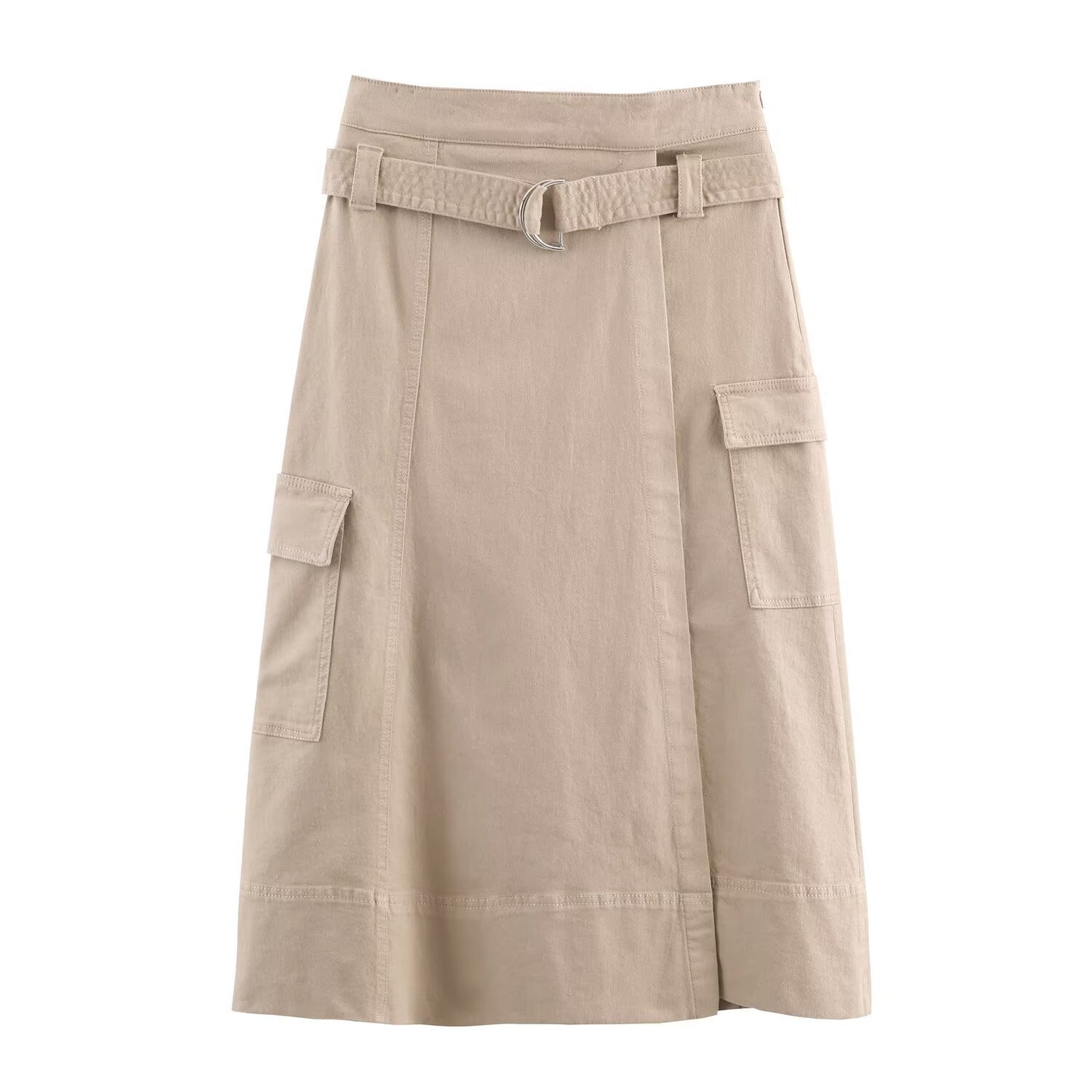 Belt matched workwear Midi skirt