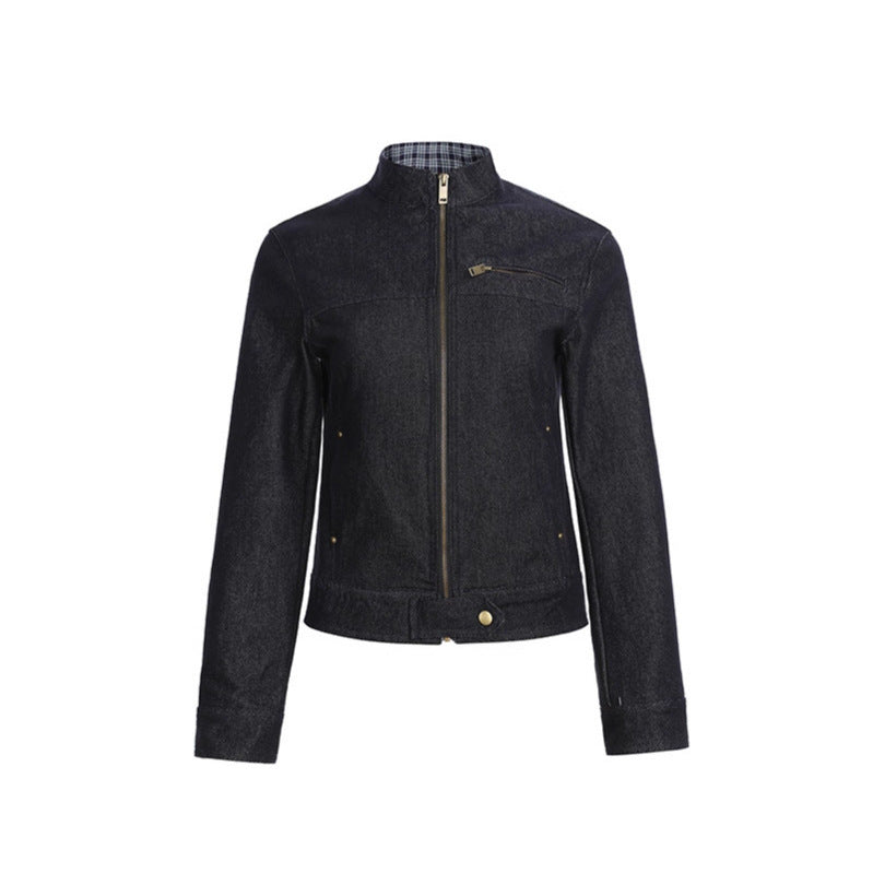 Fitted Denim Jacket for Women Short Casual Coat